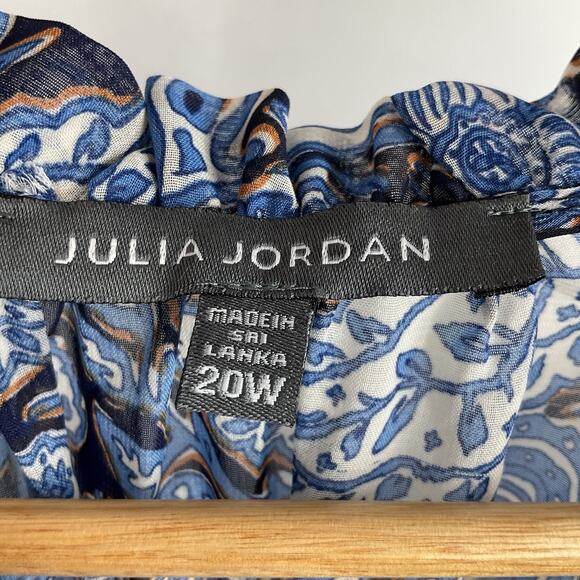 JULIA JORDAN New Boho Long Sleeve Fairy Dress 2XL Blue Paisley - Picture 5 of 9